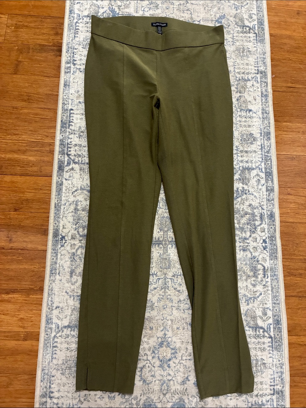 Eileen Fisher a Olive Green Ponte Slim Leg Pants - small